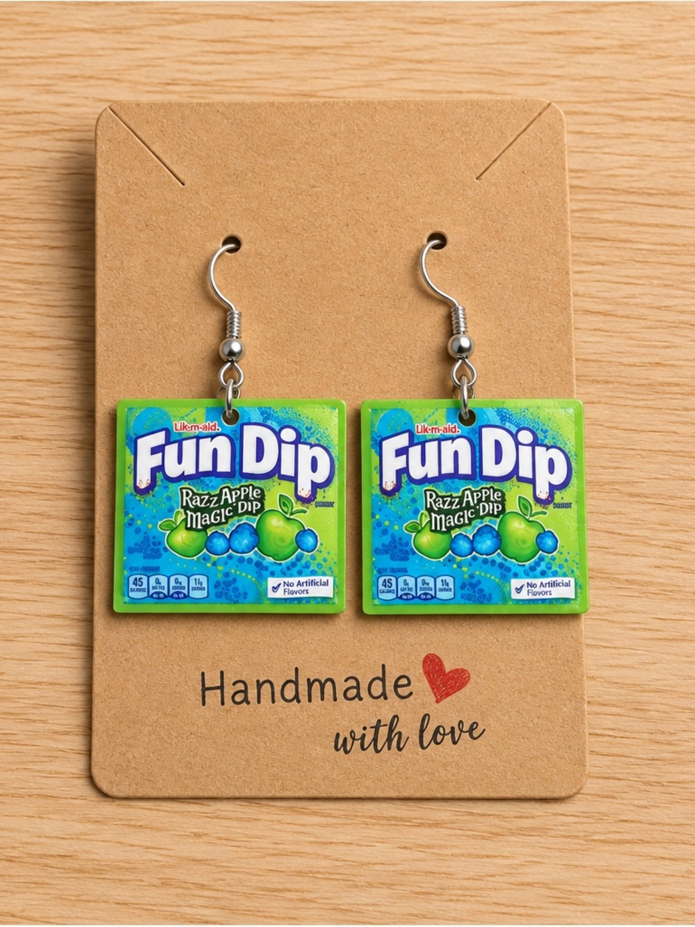 Fashion Jewelry Green and Blue Fun Dip Razz Apple Earrings